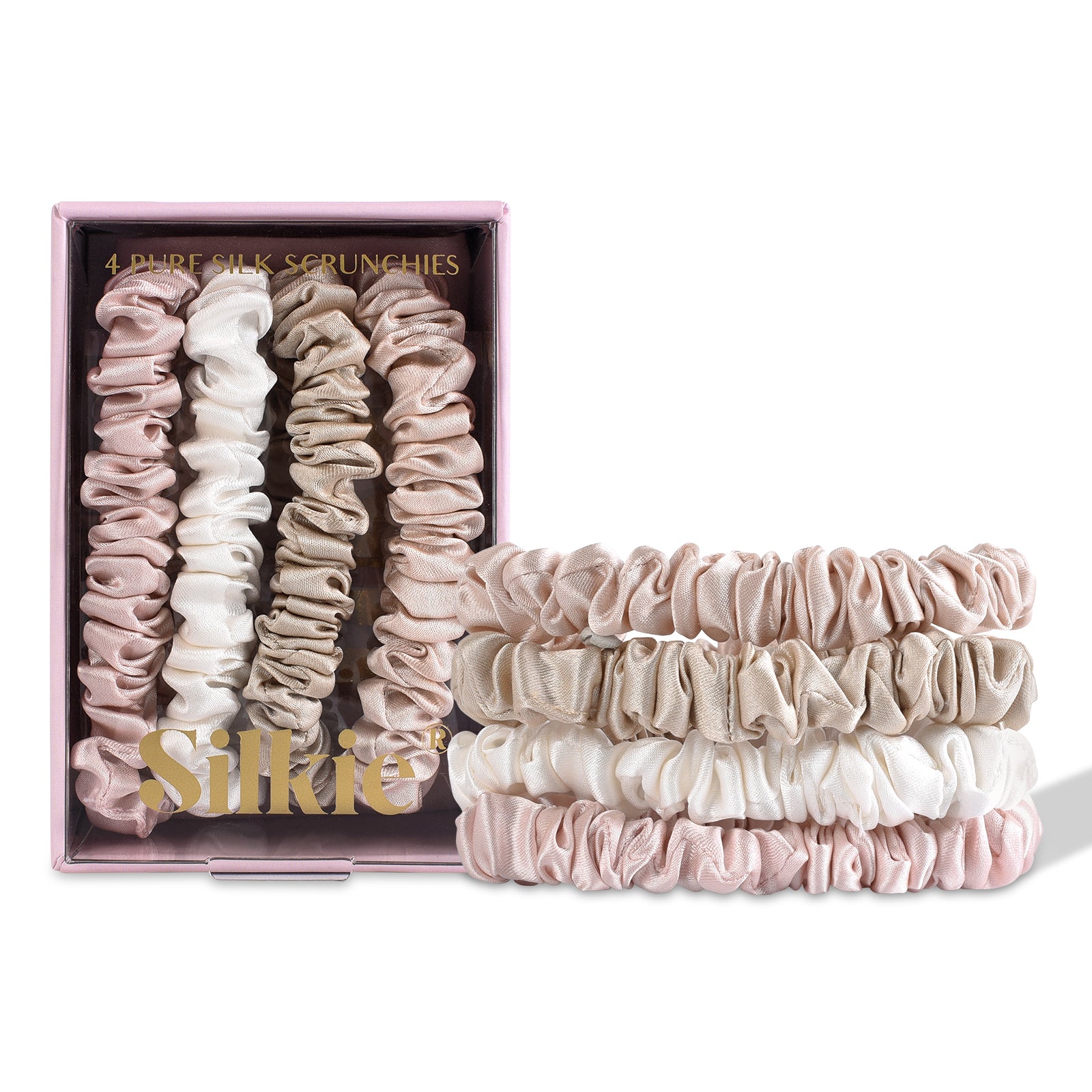 Silkie 100% Pure Mulberry Silk Skinny Scrunchies - Various Colors